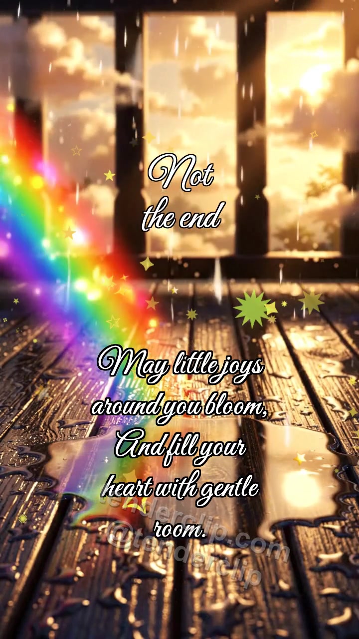 Animated greeting card about Not the end: Rainbow Touches Puddle