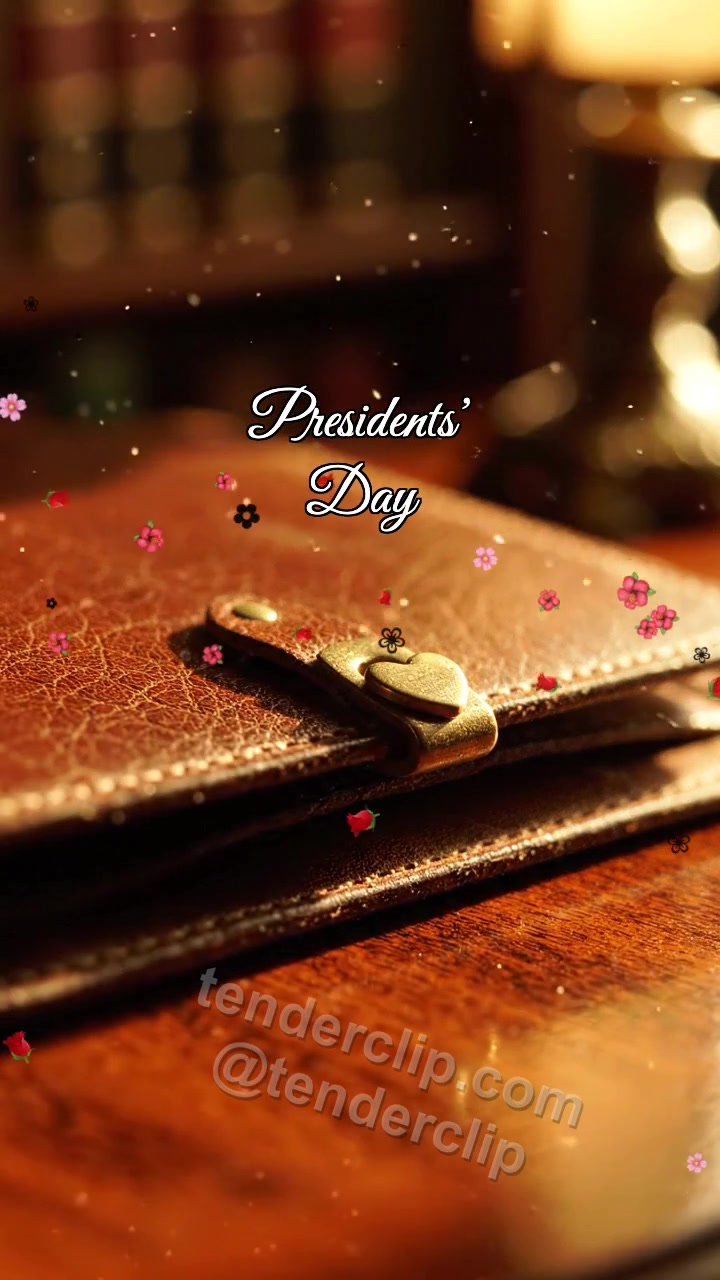 Animated greeting card about Presidents’ Day: Leather Folder Catches Ray