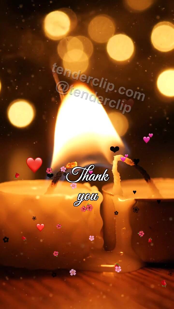 Animated greeting card about Thank you: candle shares a flame