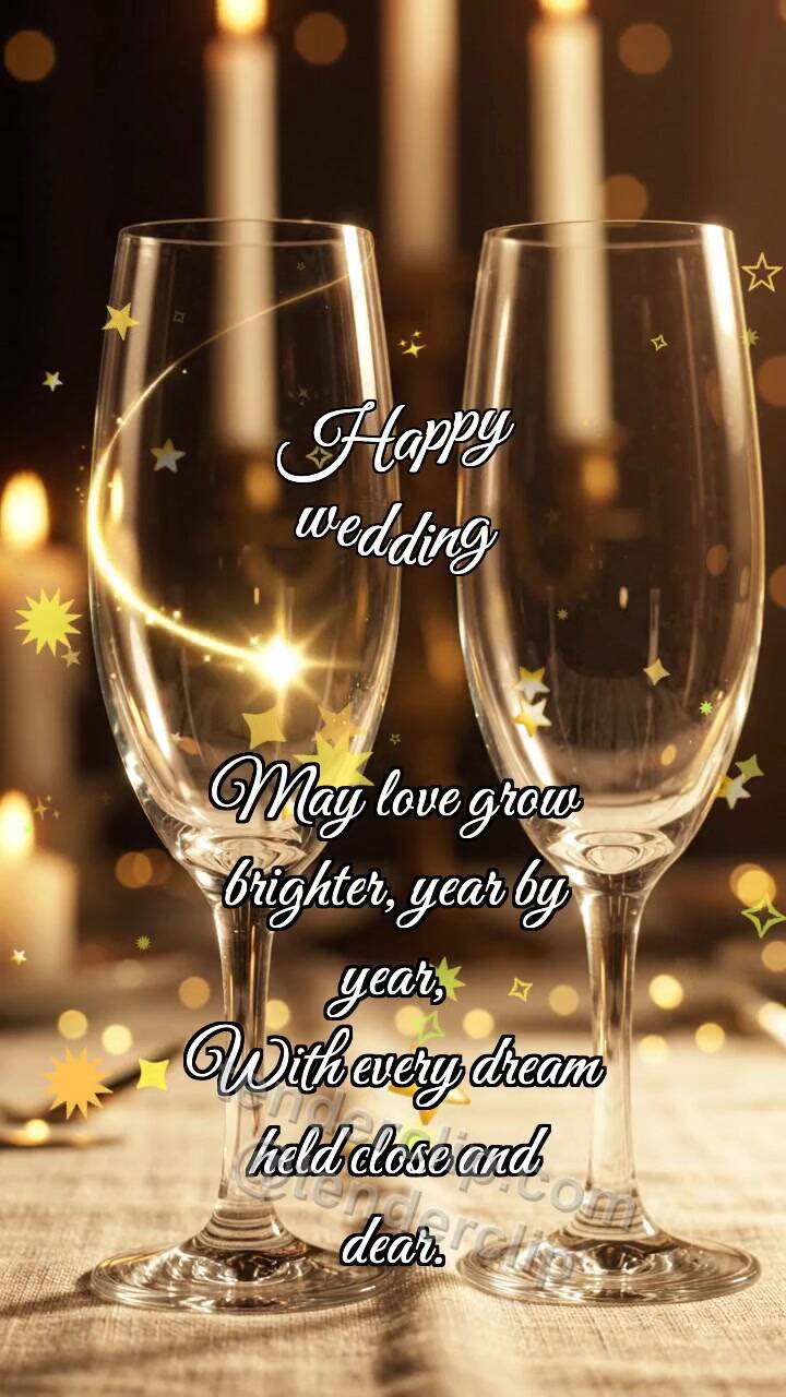 Animated greeting card about Happy wedding: Glasses Meet Glint