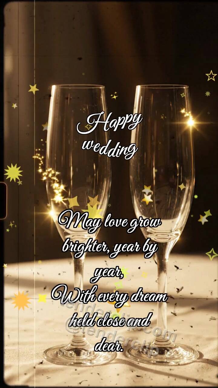 Animated greeting card about Happy wedding: Glasses Meet Glint