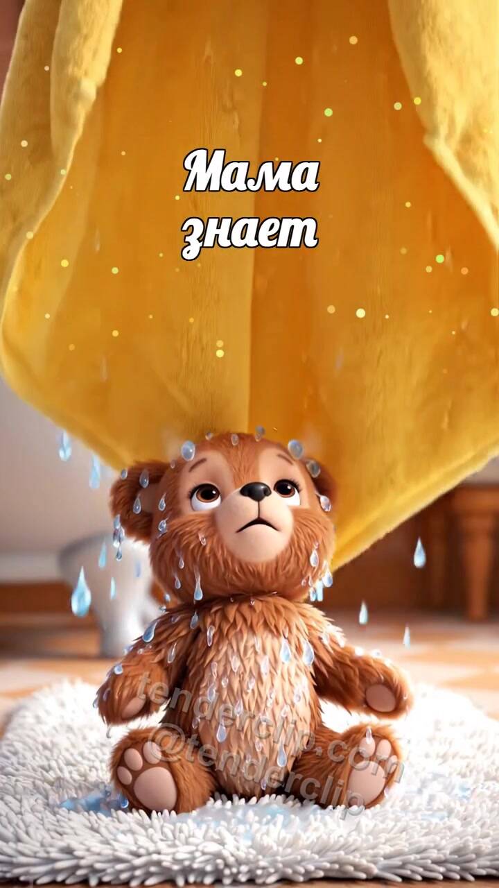 Анимационная открытка на тему Мама знает: полотенце становится плащом