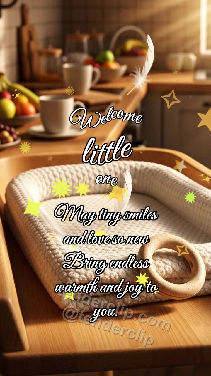 Animated greeting card about Welcome little one: Swaddle Catches Feather