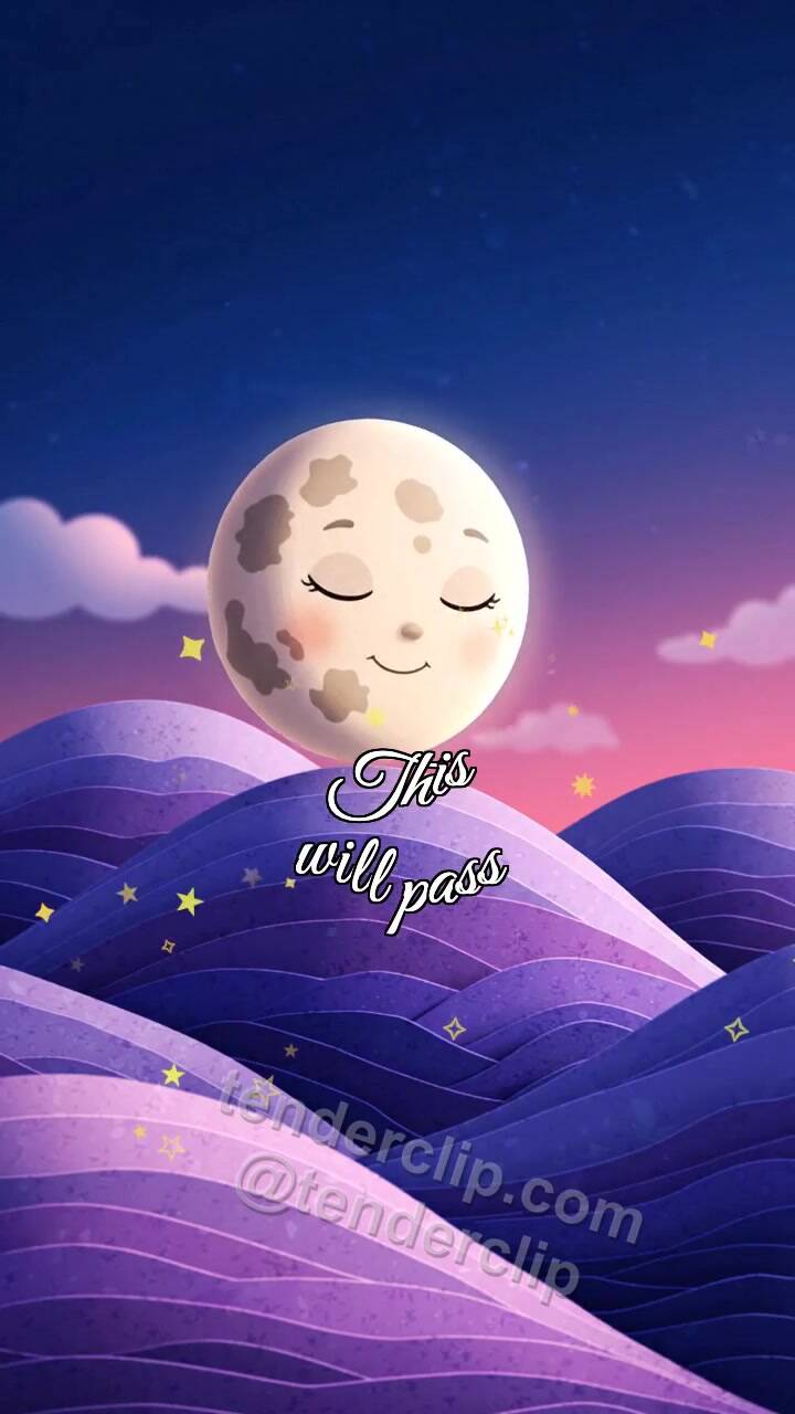 Animated greeting card about This will pass: night becomes morning