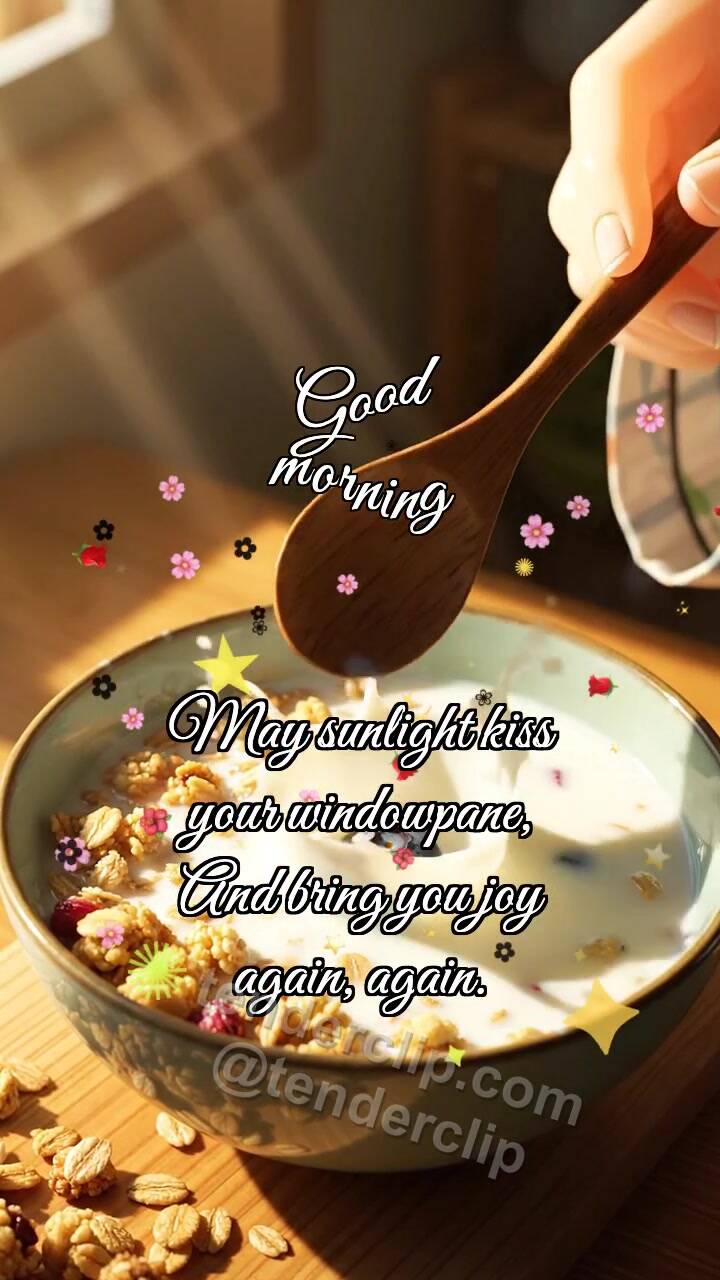Animated greeting card about Good morning: Granola Meets Berry