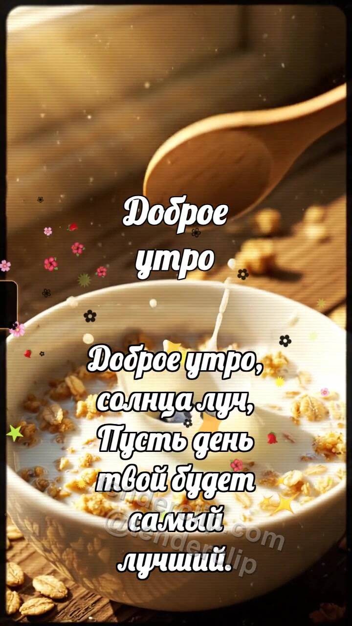Анимационная открытка на тему Доброе утро: Гранола встречает ягоду