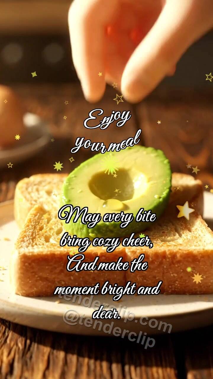 Animated greeting card about Enjoy your meal: Toast Catches Avocado