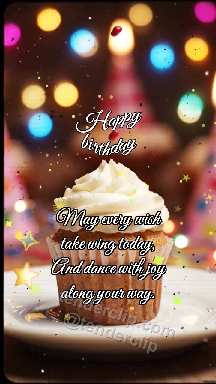 Animated greeting card about Happy birthday: Cupcake Catches Sprinkle