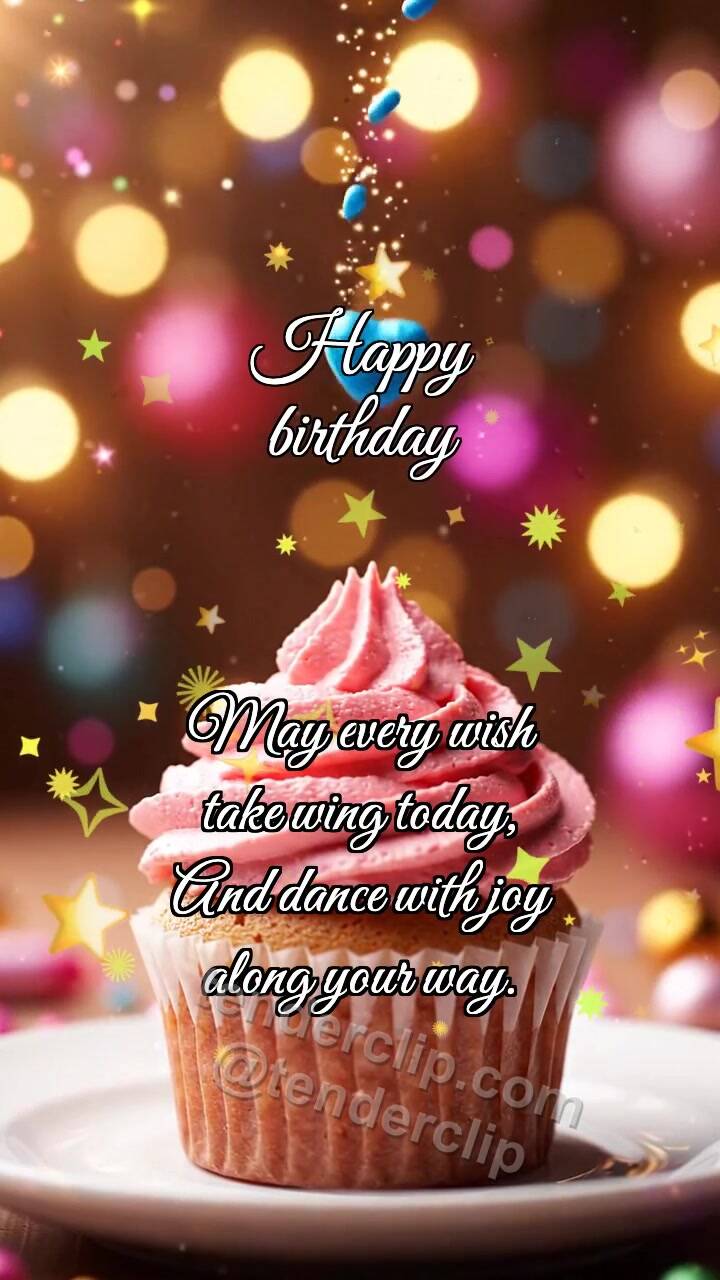 Animated greeting card about Happy birthday: Cupcake Catches Sprinkle