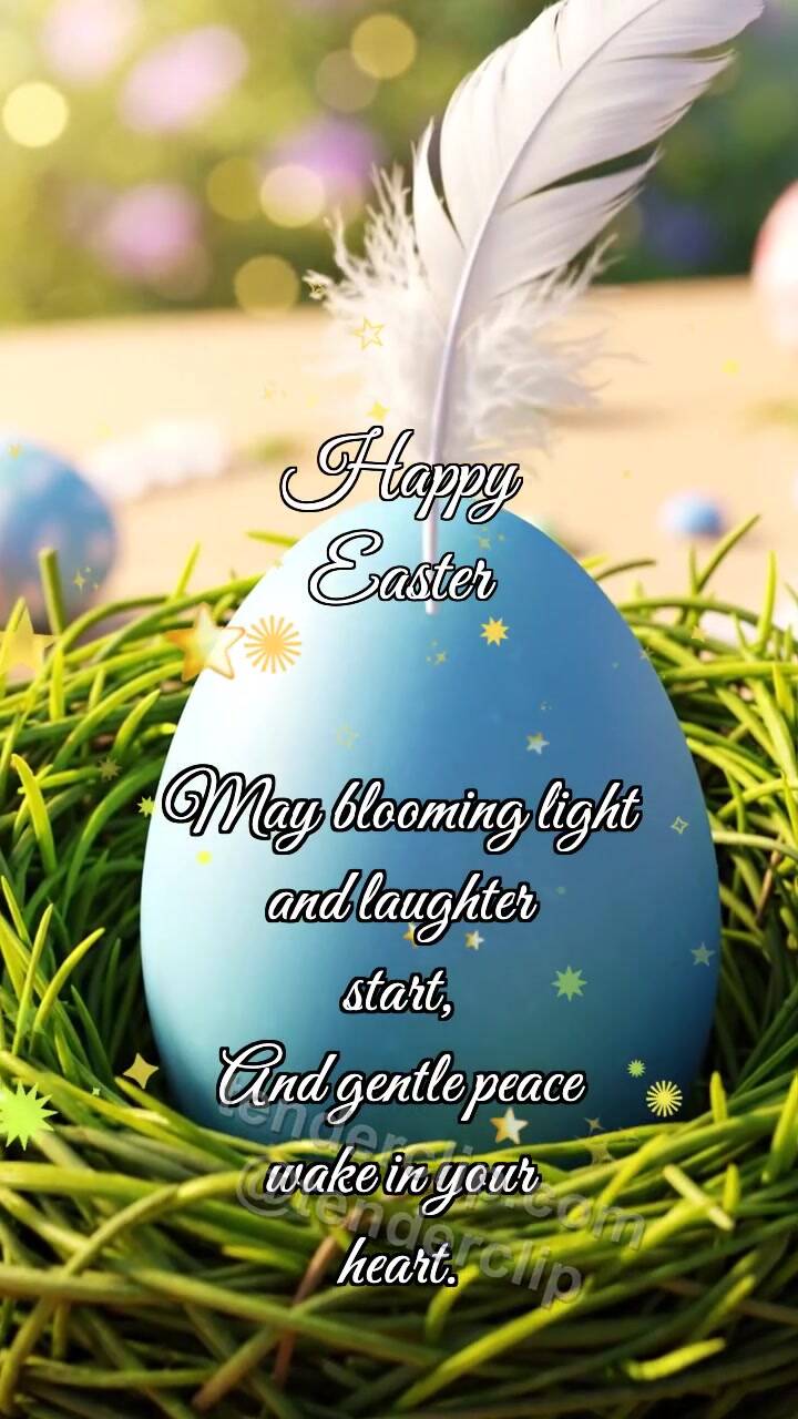 Animated greeting card about Happy Easter: Egg Catches Feather