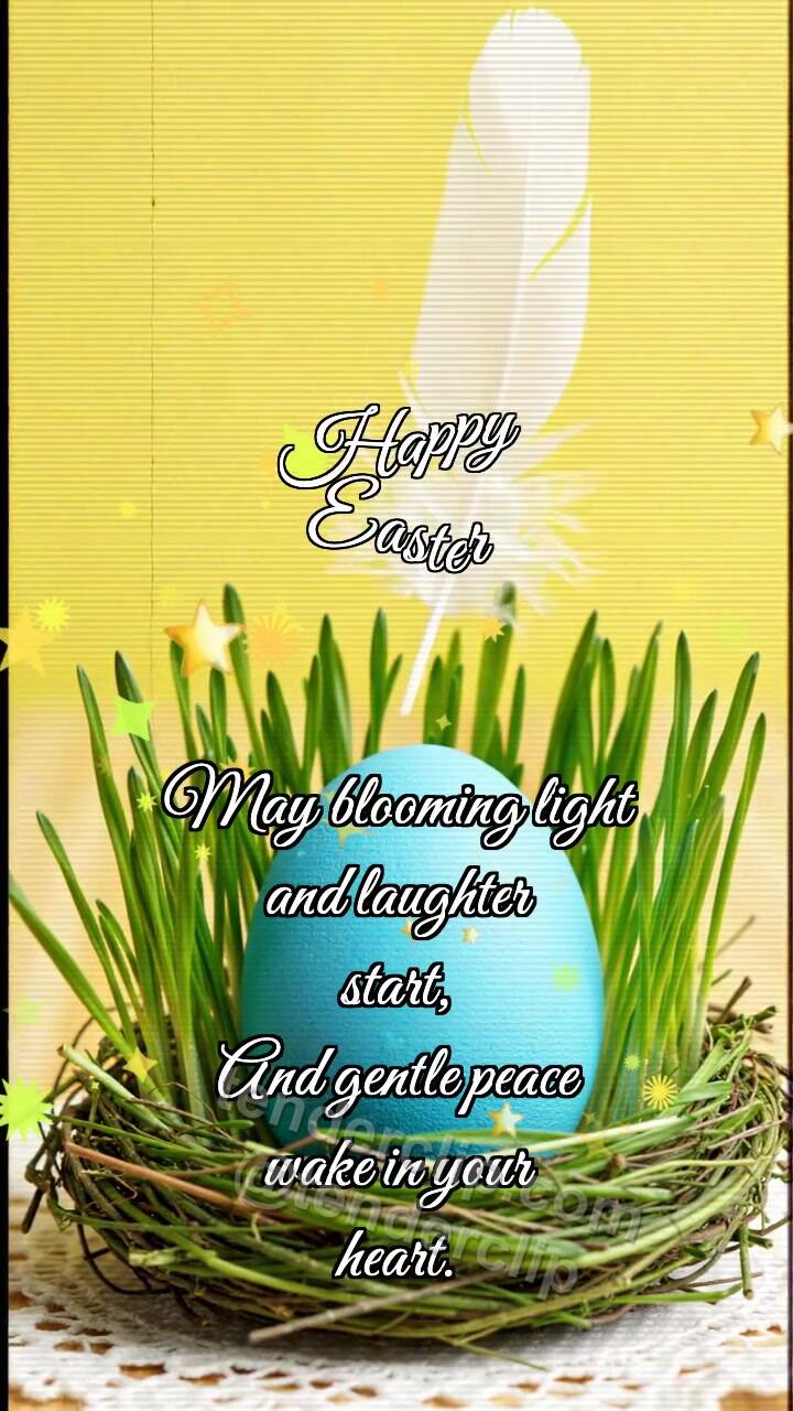Animated greeting card about Happy Easter: Egg Catches Feather