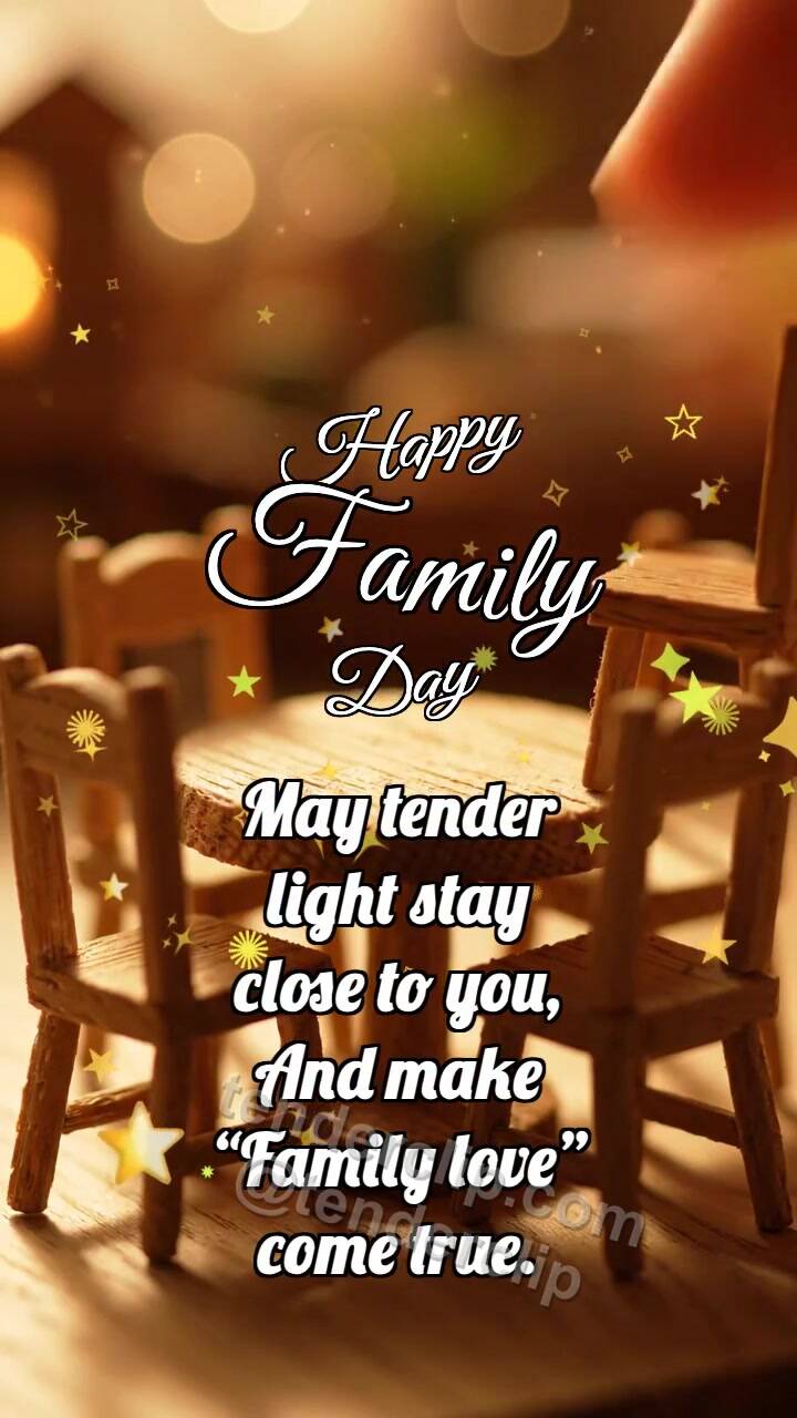 Animated greeting card about Happy Family Day: Chairs Form Circle