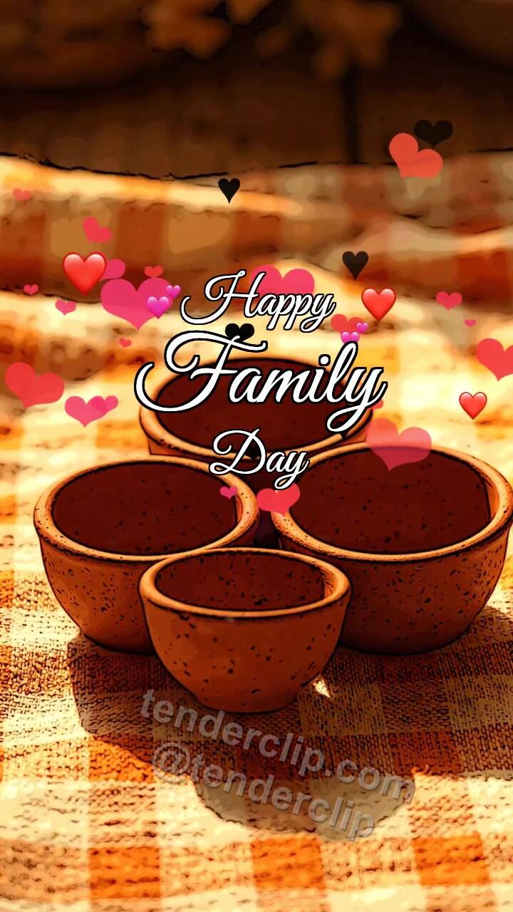Animated greeting card about Happy Family Day: Terracotta Bowls Gather