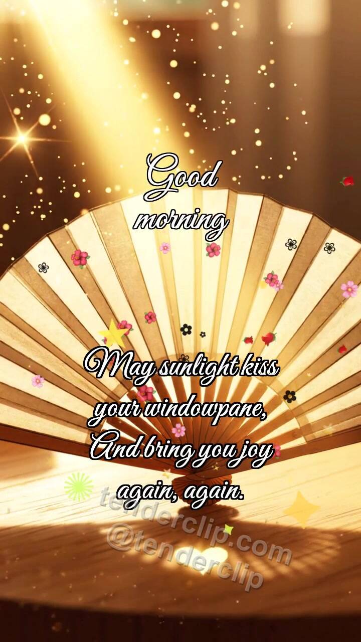 Animated greeting card about Good morning: Fan Opens Morning