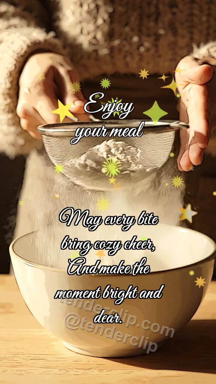 Animated greeting card about Enjoy your meal: Sieve Releases Cloud