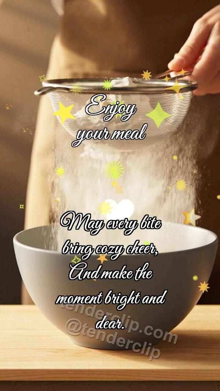 Animated greeting card about Enjoy your meal: Sieve Releases Cloud
