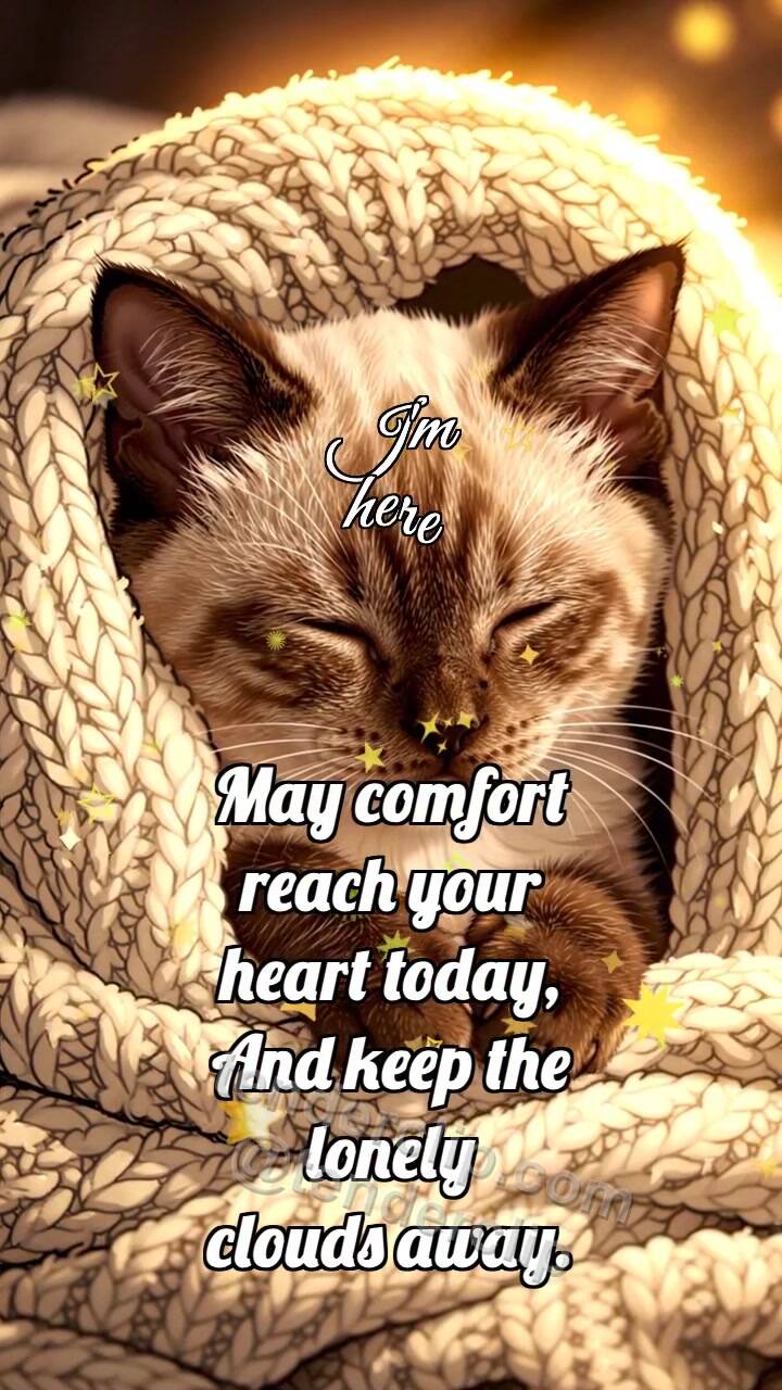 Animated greeting card about I'm here: Kitten Under Blanket