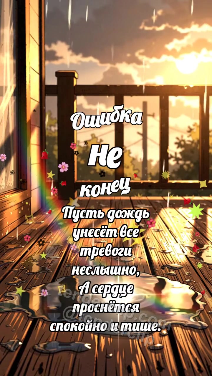 Анимационная открытка на тему Ошибка не конец: Радуга касается лужи