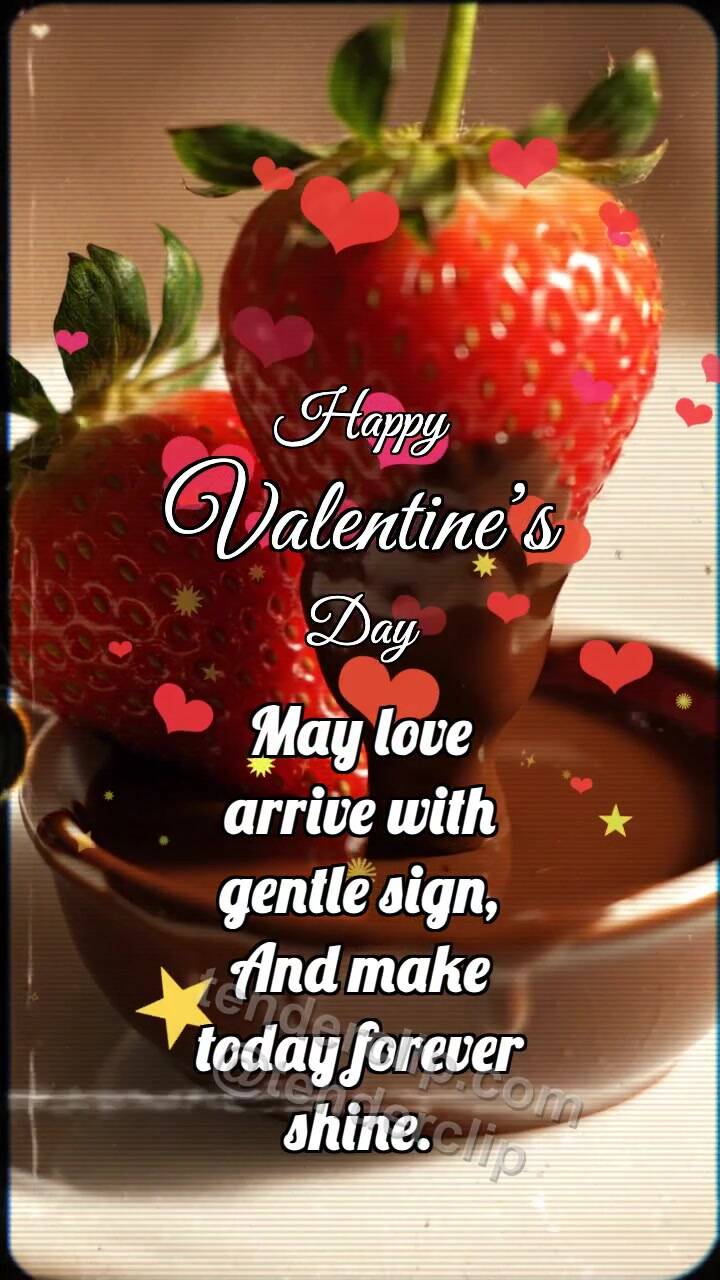 Animated greeting card about Happy Valentine’s Day: Strawberry Shares Chocolate