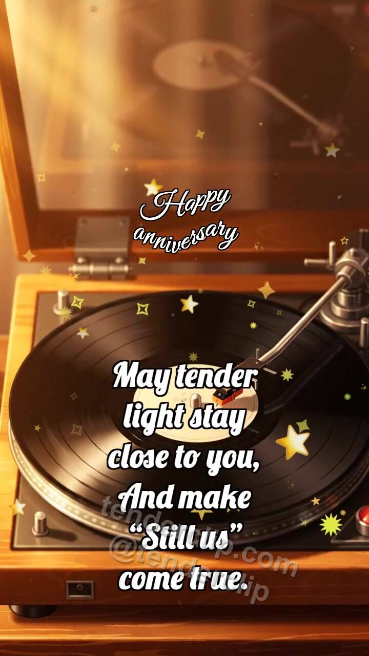 Animated greeting card about Happy anniversary: Vinyl Catches Spark