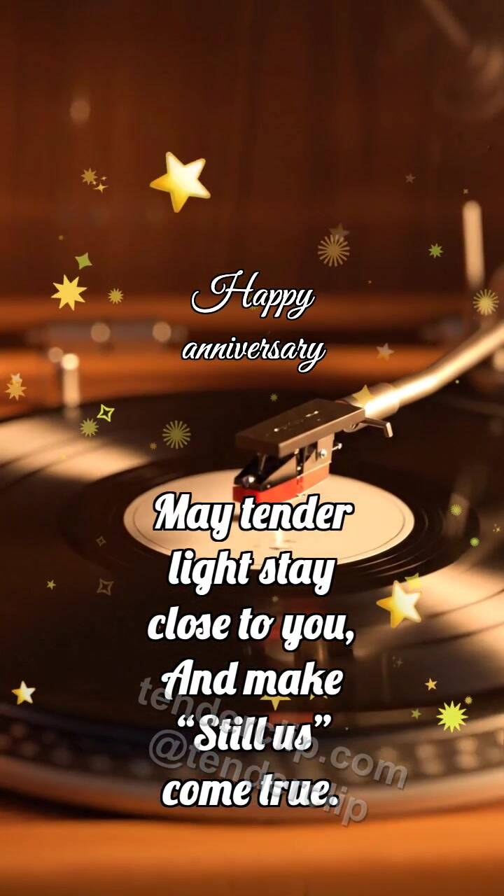Animated greeting card about Happy anniversary: Vinyl Catches Spark
