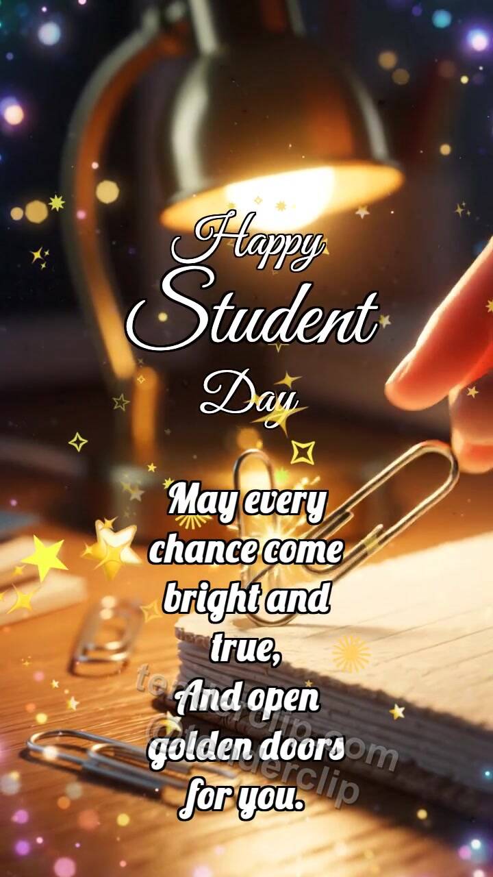 Animated greeting card about Happy Student Day: Paperclip Catches Spark