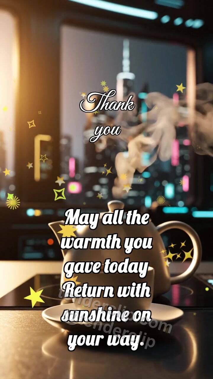 Animated greeting card about Thank you: Kettle Shares Steam