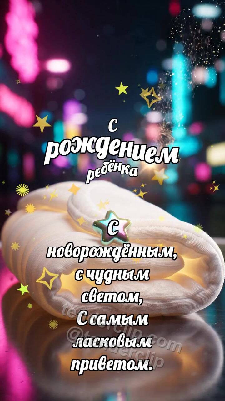 Анимационная открытка на тему С рождением ребёнка: Молочная пелёнка качает звёздочку