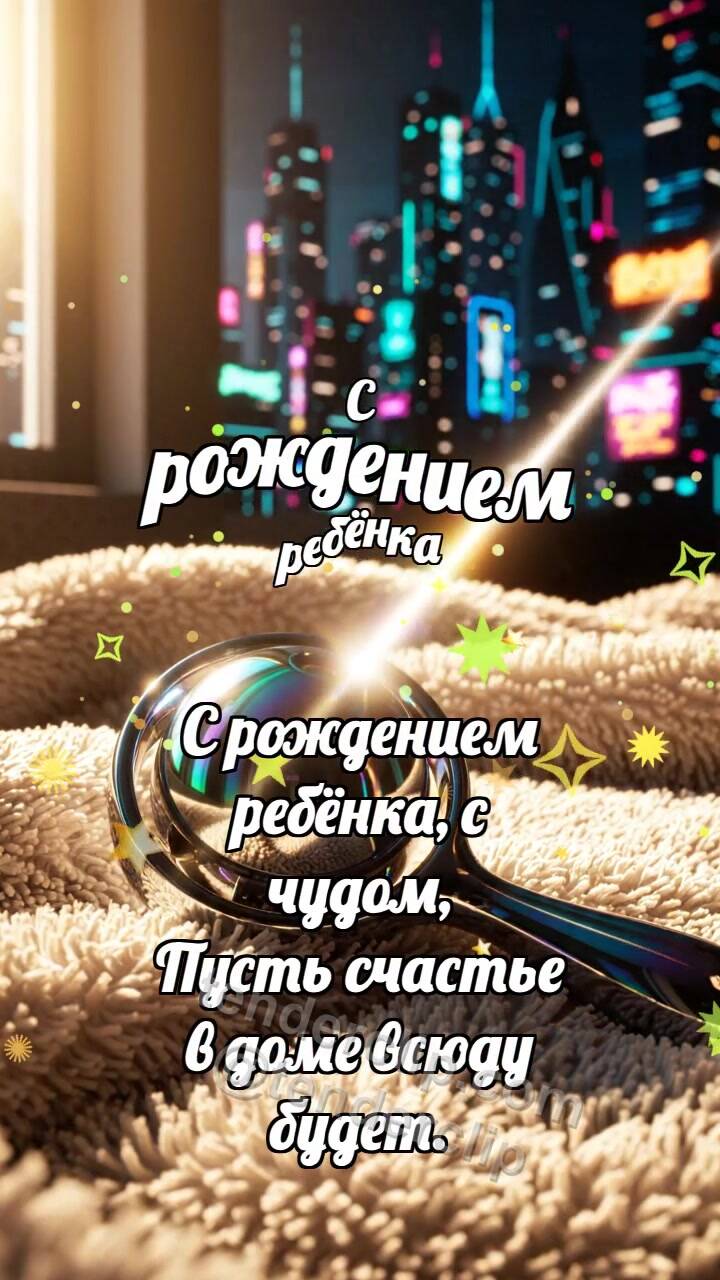Анимационная открытка на тему С рождением ребёнка: Погремушка прячет луч