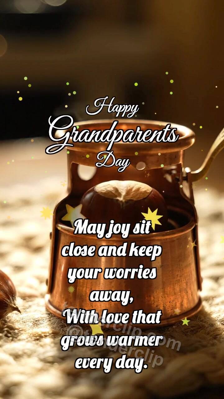 Animated greeting card about Happy Grandparents Day: Copper Warmer Cradles Chestnut