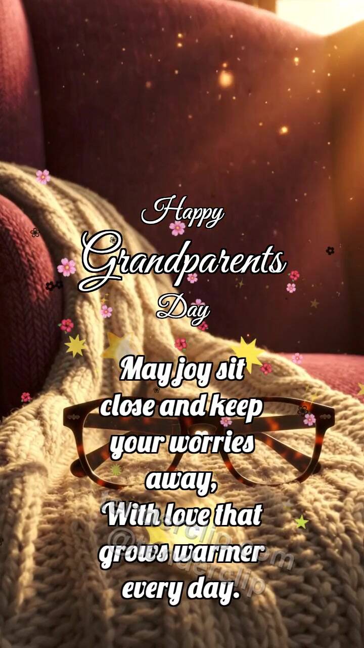 Animated greeting card about Happy Grandparents Day: Glasses Catch Sunset