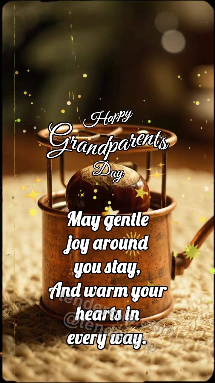 Animated greeting card about Happy Grandparents Day: Copper Warmer Cradles Chestnut