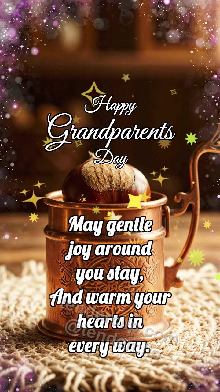 Animated greeting card about Happy Grandparents Day: Copper Warmer Cradles Chestnut