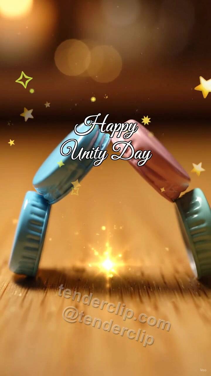 Animated greeting card about Happy Unity Day: Colorful Lids Build Arch