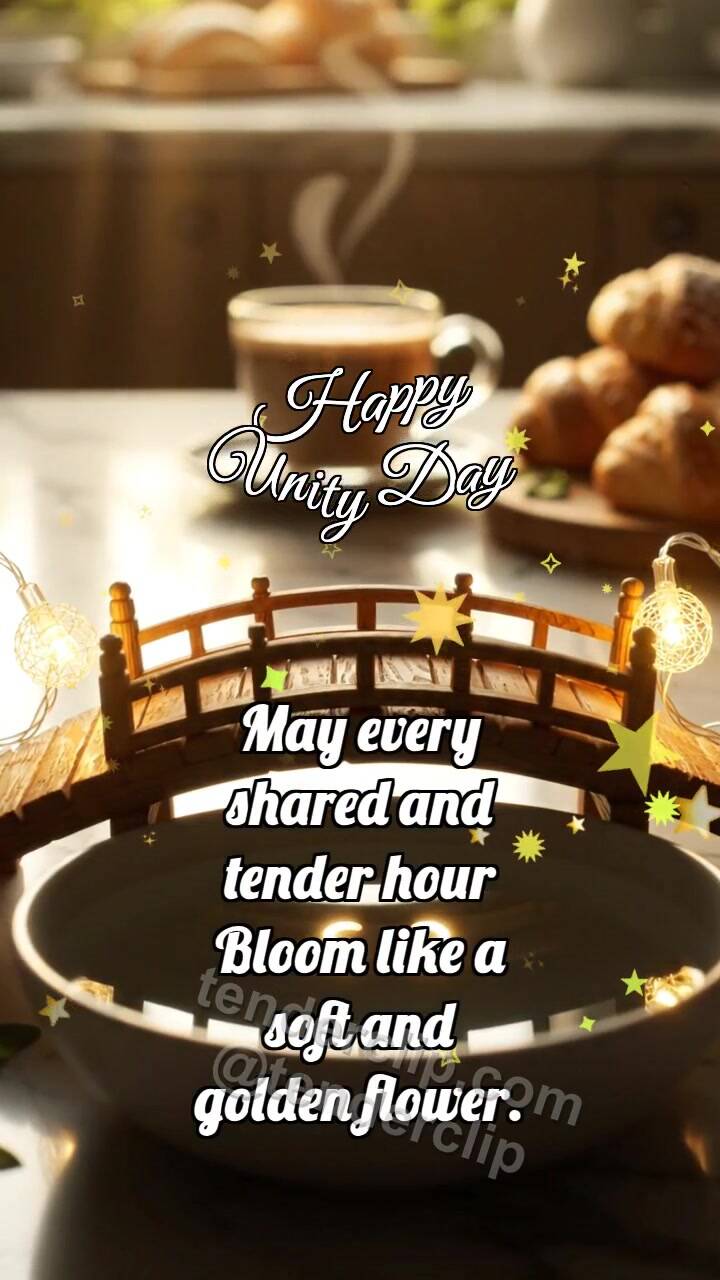 Animated greeting card about Happy Unity Day: Bridge Links Lights
