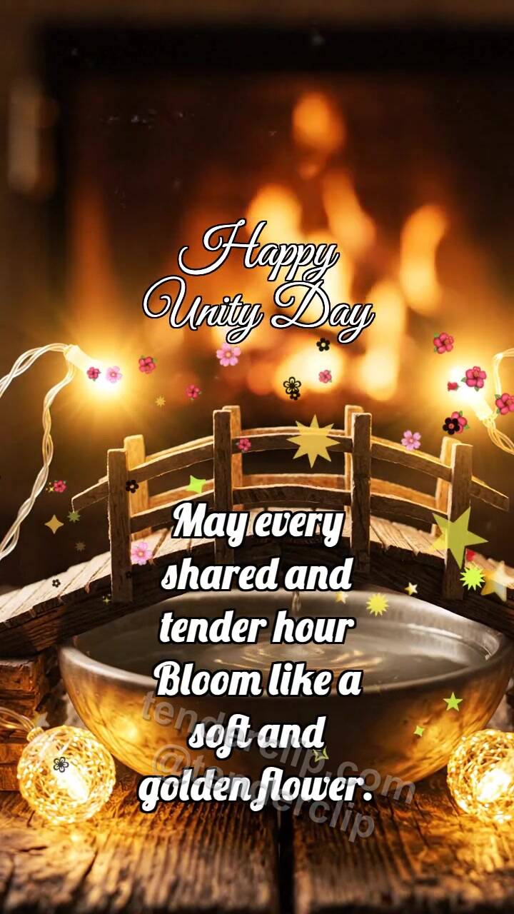 Animated greeting card about Happy Unity Day: Bridge Links Lights