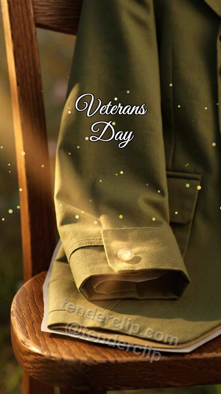 Animated greeting card about Veterans Day: Button Catches Dawn