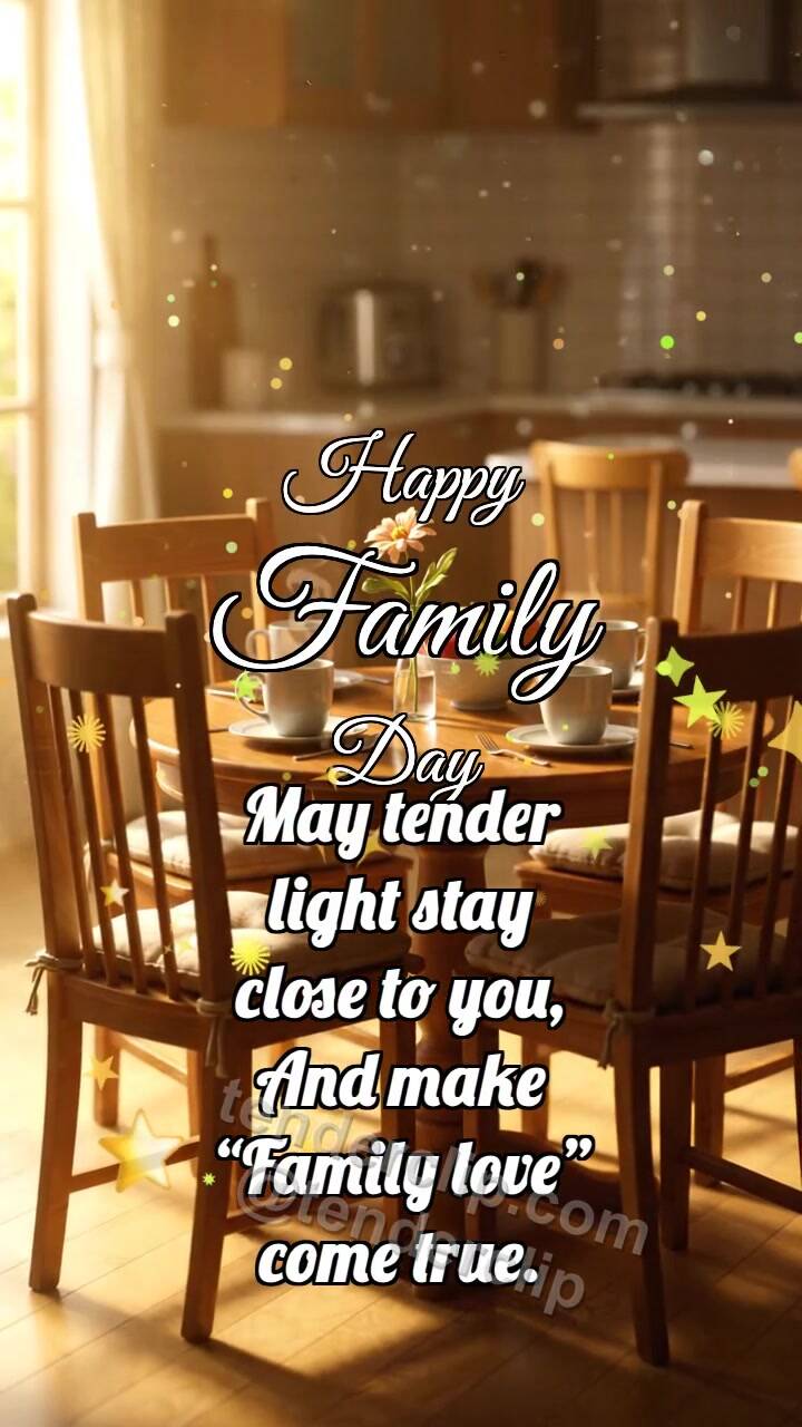 Animated greeting card about Happy Family Day: Chairs Form Circle