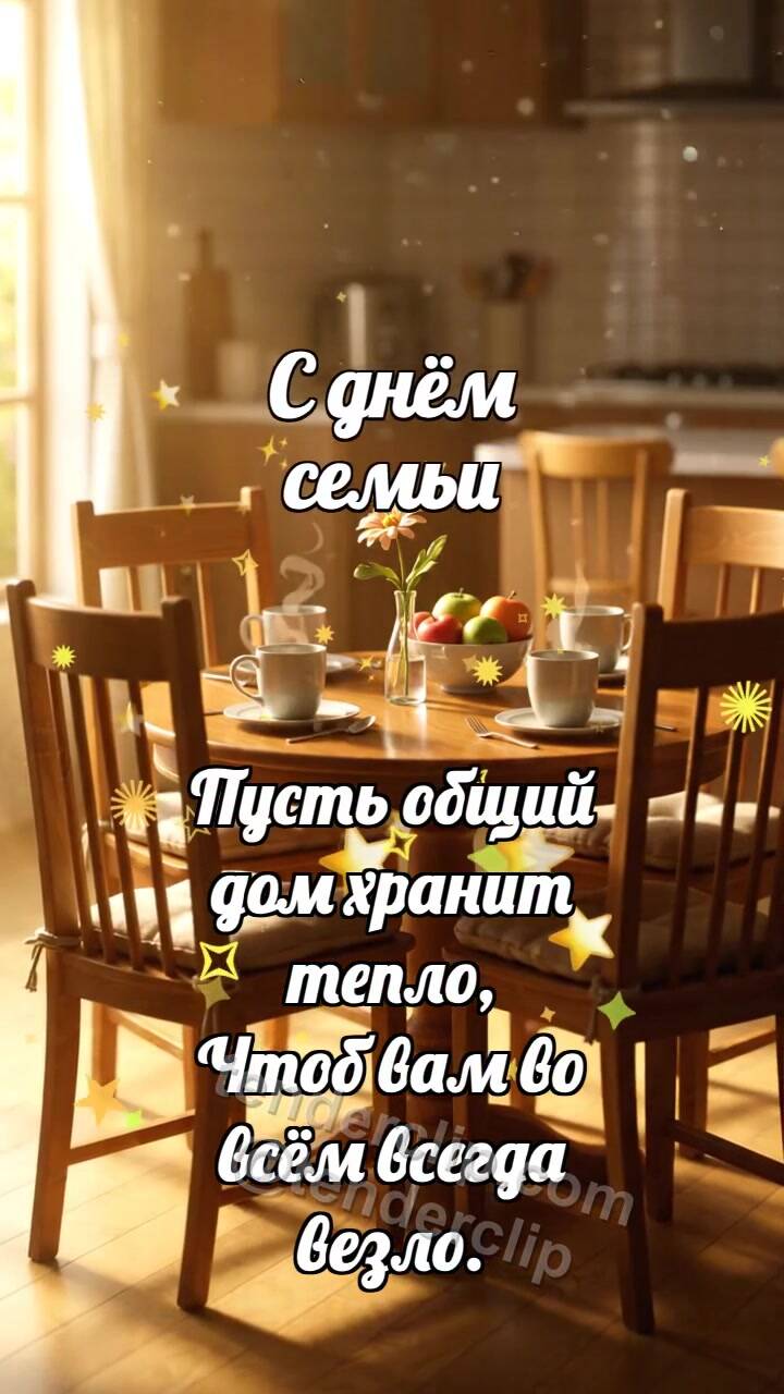 Анимационная открытка на тему С днём семьи: Стулья собирают круг