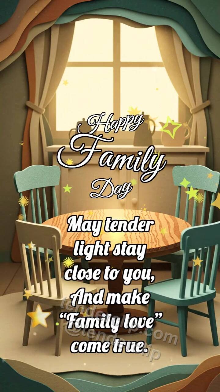 Animated greeting card about Happy Family Day: Chairs Form Circle