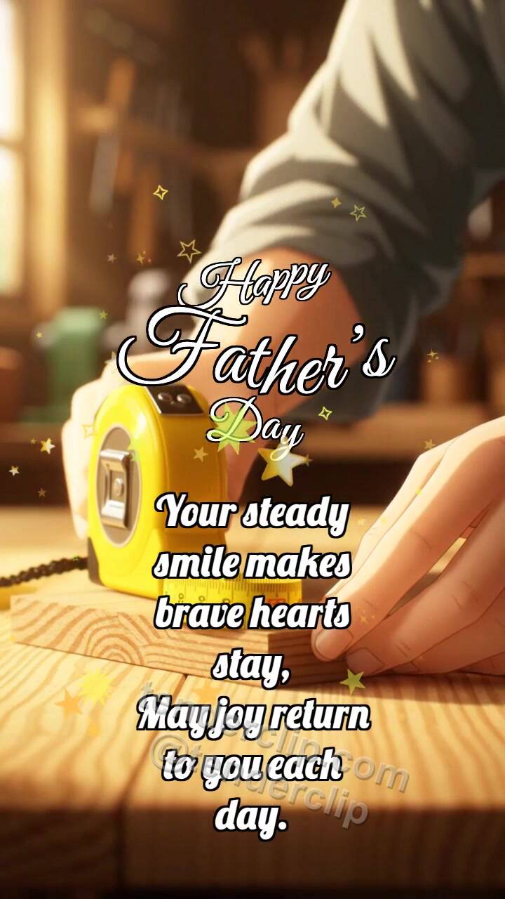 Animated greeting card about Happy Father’s Day: Tape Measure Hugs Board