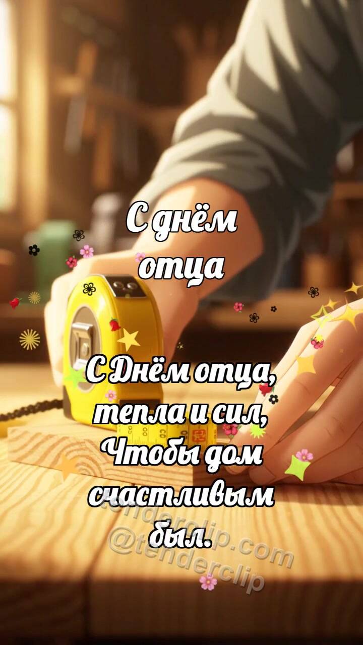 Анимационная открытка на тему С днём отца: Рулетка обнимает доску