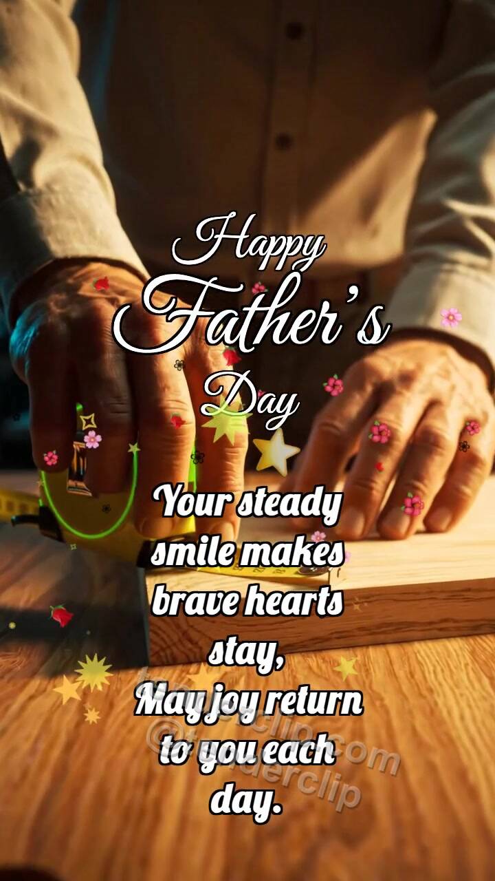Animated greeting card about Happy Father’s Day: Tape Measure Hugs Board