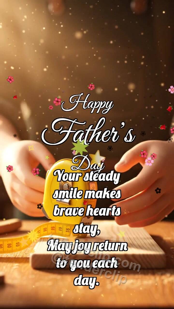 Animated greeting card about Happy Father’s Day: Tape Measure Hugs Board