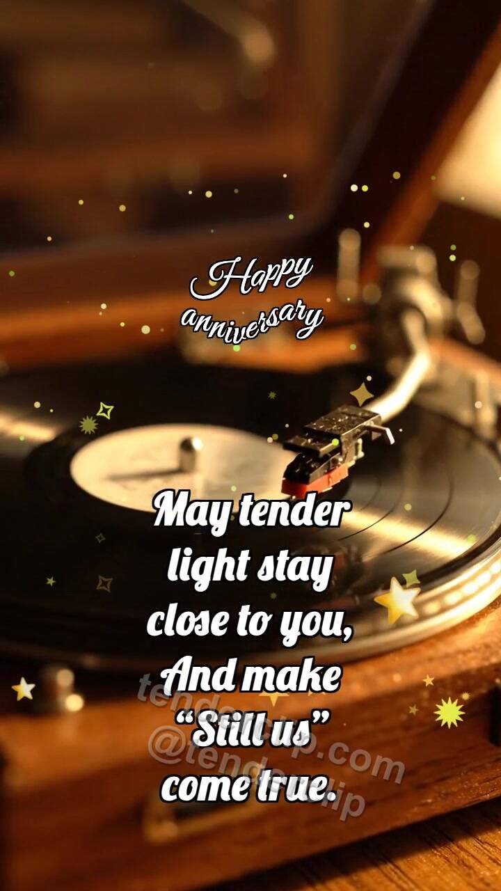 Animated greeting card about Happy anniversary: Vinyl Catches Spark