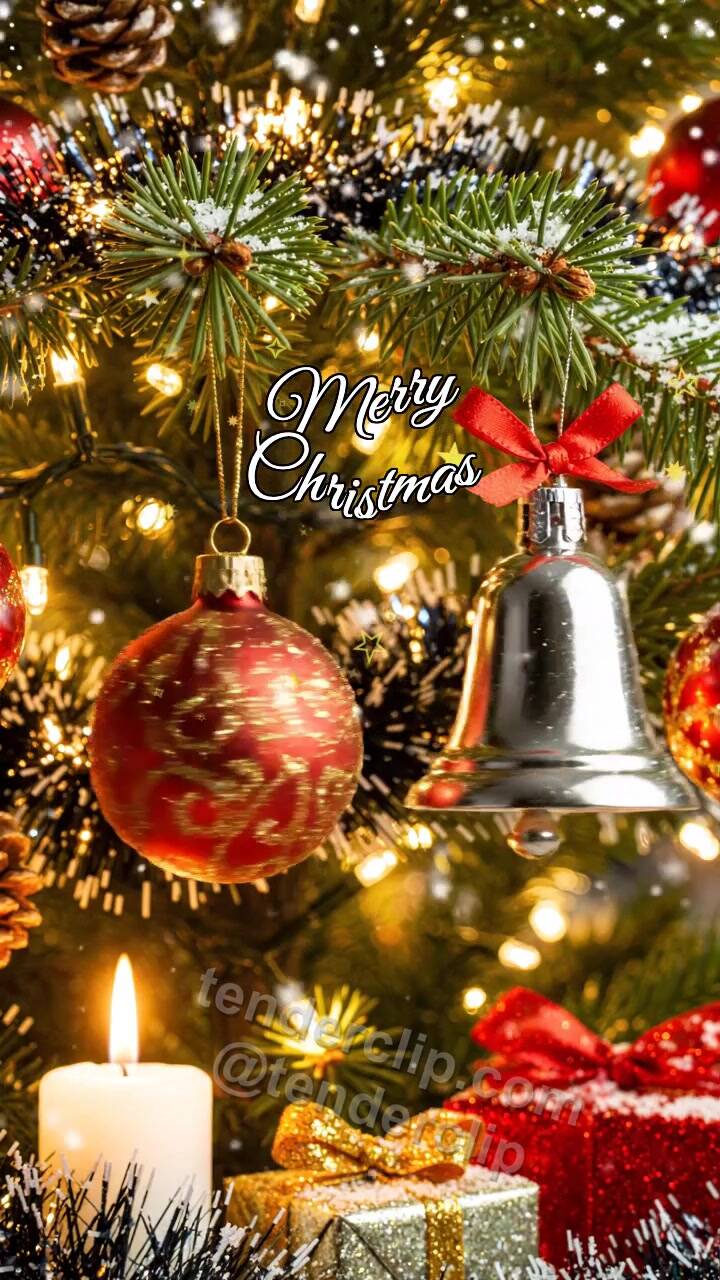 Animated greeting card about Merry Christmas: two symbols meet