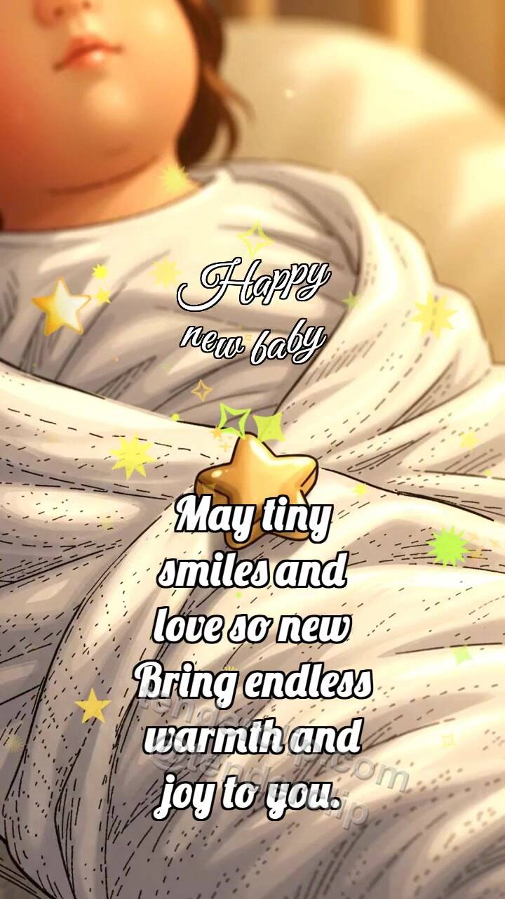 Animated greeting card about Happy new baby: Milky Swaddle Rocks Star