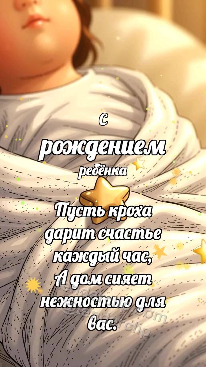Анимационная открытка на тему С рождением ребёнка: Молочная пелёнка качает звёздочку