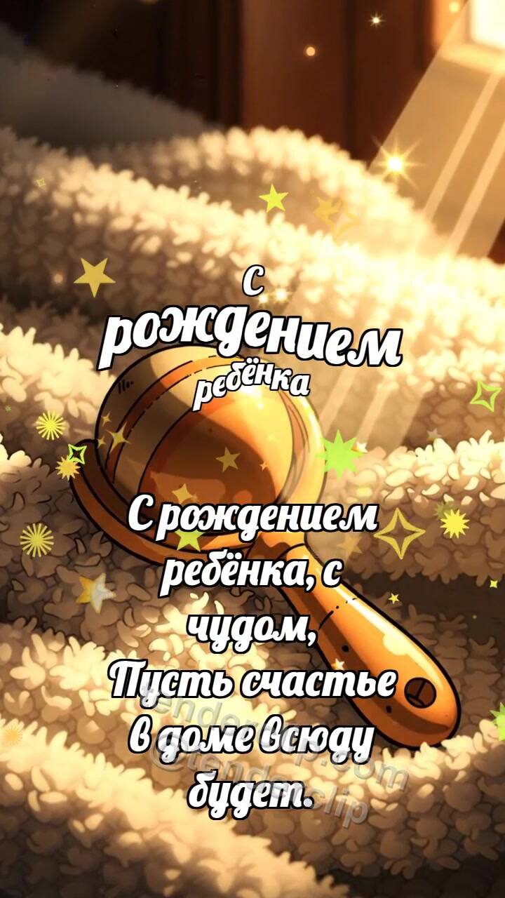 Анимационная открытка на тему С рождением ребёнка: Погремушка прячет луч