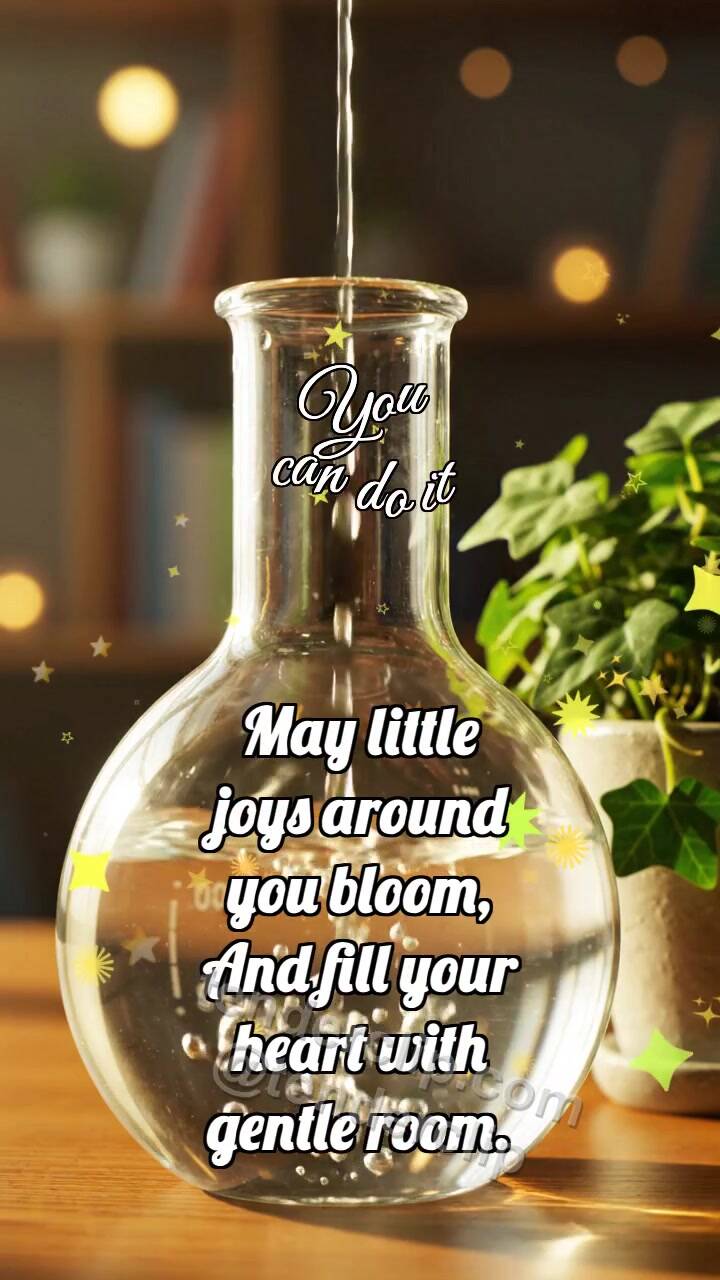 Animated greeting card about You can do it: Drops Fill Flask